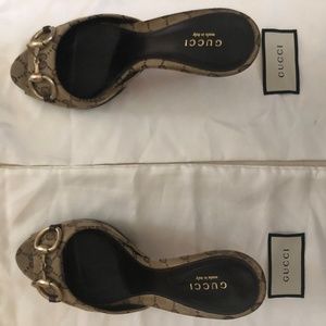 Ebony and Beige Canvas Hollywood Slides Pumps